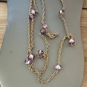 Vintage Purple Glass Beaded Necklace
